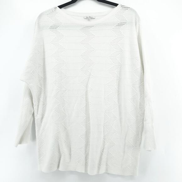 Vila Milano Women Cream Viscose Geometric ZigZag Pullover Sweater 3/4 Sleeve L - Picture 1 of 11